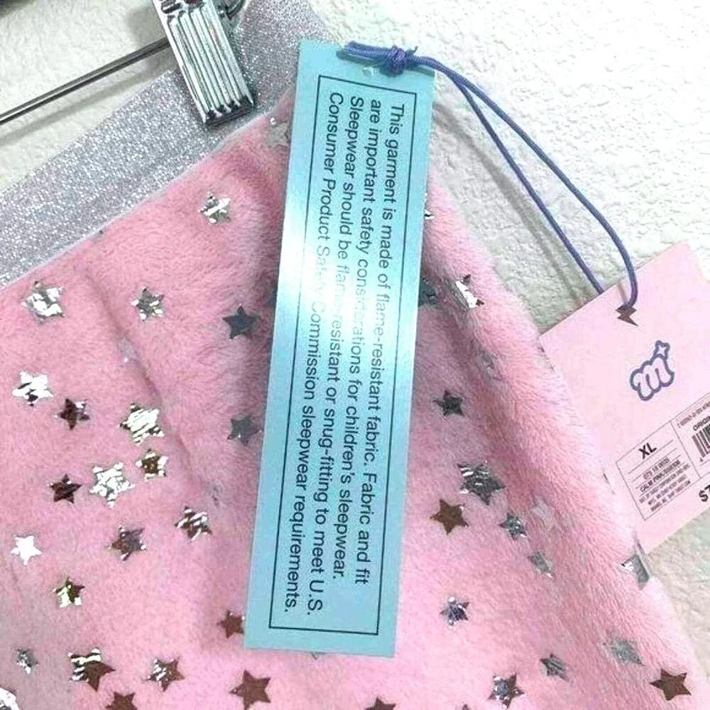 More Than Magic Pajama Shorts Girls 14 16 Pink Silver Star Soft Sleep NWT